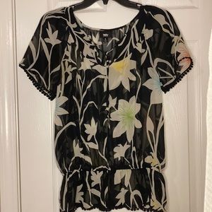 See through short sleeve blouse